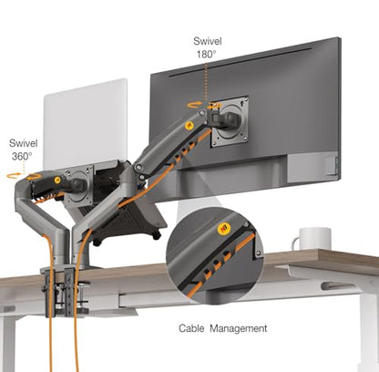 NB ERGONOMIC Laptop Mount with Adjustable Tray for 10-17”Notebook, Full Motion Arm with VESA Plate for 17-30”Monitor,Clamp-on Grommet Mounting F160-FP