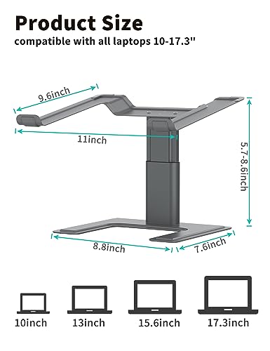 ALASHI Laptop Stand for Desk, Computer Stand Adjustable Height, Ergonomic Notebook Laptop Riser, Aluminum Metal Holder Compatible with 10 to 17.3 Inches Notebook PC Computer, Grey - color: C-Grey