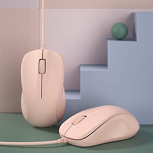 USB Silent Wired Computer Mouse with Easy Click for Office and Home, 1200DPI, Premium and Portable, Compatible with Windows PC, Laptop, Desktop, Notebook (Pink) - color: Pink