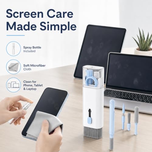 Electronics Cleaning Kit, Keyboard Brush, Earbud Cleaner Tool, Phone Screen Cleaner, Portable Dust Removal Set for Computers, Laptops, Tablets, Phones, Headphones - color: Blue