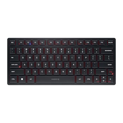 Cherry KW 9200 MINI, Compact Wireless Multi Device Keyboard for up to 4 Devices, Bluetooth, 2.4 GHz & Wired Mode, SX Scissor Switches, Rechargeable, Black