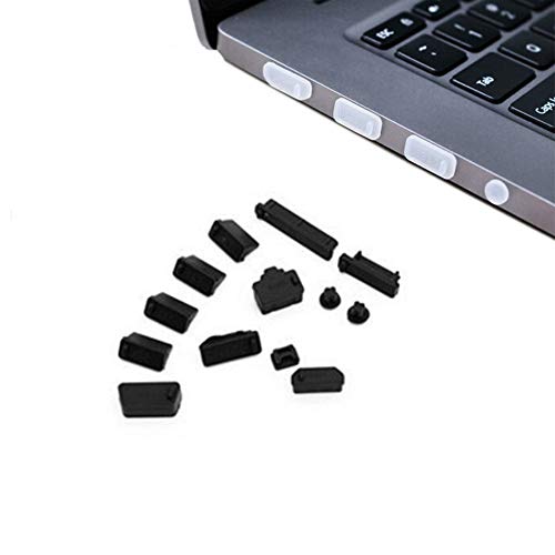 16PCS Universal Computer Anti Dust Stopper/Plug, Soft Silicone Dustproof Laptop Port Covers Black - color: Black