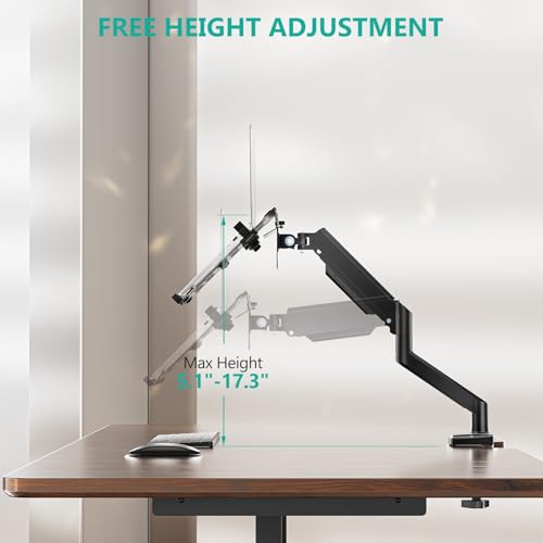 WALI Laptop Desk Mount, Single Monitor Arm with Laptop Holder, Adjustable Height Laptop Arm Mount for Desk, Fits 17” Notebook and 34” Monitors, Up to 22-26.4Lbs (GSMP001LPN), Black - size: Width 16.5", Fully Adjustable Desk Mount