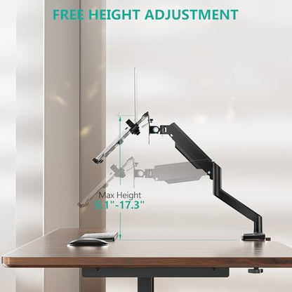 WALI Laptop Desk Mount, Single Monitor Arm with Laptop Holder, Adjustable Height Laptop Arm Mount for Desk, Fits 17” Notebook and 34” Monitors, Up to 22-26.4Lbs (GSMP001LPN), Black - size: Width 16.5", Fully Adjustable Desk Mount