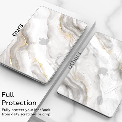 B BELK Compatible with MacBook Air 13 inch Case M1 2021 2020 2019 2018 | Model A2337 A2179 A1932, Plastic Hard Shell for MacBook Air 13.3 inch Case with Keyboard Cover&Screen Protector, White Marble - color: White Marble