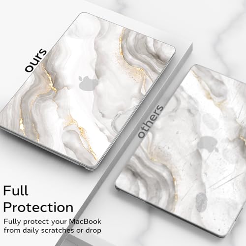 B BELK Compatible with MacBook Air 13 inch Case M1 2021 2020 2019 2018 | Model A2337 A2179 A1932, Plastic Hard Shell for MacBook Air 13.3 inch Case with Keyboard Cover&Screen Protector, White Marble - color: White Marble