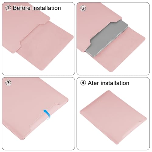 HoYiXi 15.6" Laptop Sleeve Case PU Leather with Stand Compatible with MacBook Pro 16/15.4'' MacBook Pro 15, Mac Air 15/ Dell, Matebook,Asus,15-16'' Laptop Bag,(Patent Pending),Pink - color: Pink, size: 15.6'' /15-16 Inch Laptop