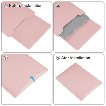 HoYiXi 15.6" Laptop Sleeve Case PU Leather with Stand Compatible with MacBook Pro 16/15.4'' MacBook Pro 15, Mac Air 15/ Dell, Matebook,Asus,15-16'' Laptop Bag,(Patent Pending),Pink - color: Pink, size: 15.6'' /15-16 Inch Laptop