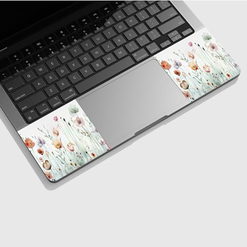 Universal Laptop Skin Sticker with 2 Wrist Pad Skins, Waterproof Scratch Resistant Vinyl Laptop Cover Decal, Cut to Fit for 11–15.6 Inch MacBook HP Dell Lenovo, Wild Flowers - color: Wild Flowers