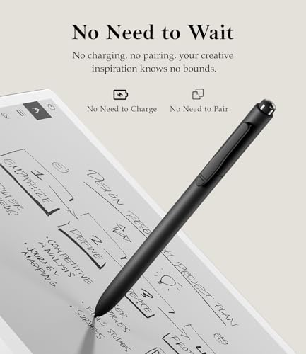 Stylus Pen for Remarkable 2/1, Digital Pen with Eraser for Kindle Scribe, 4096 Pressure Levels, No Charging, Palm Rejection, Tilt Support, Pencil Compatible with BOOX Onyx/Samsung/Wacom EMR Devices