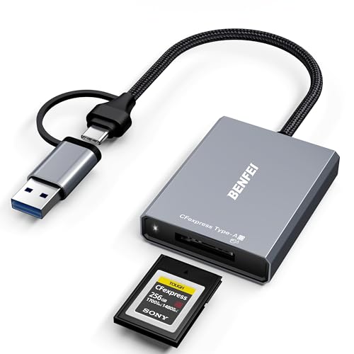 BENFEI CFexpress Type A Card Reader with USB 3.2 (Gen 2) 10Gbps, USB-C&USB-A 2-in-1 Type A CFexpress Adapter, Compatible with Windows/Mac/Linux/Android - size: CF type-A