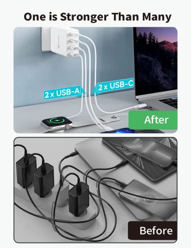100W USB C Charger, Security-01 4 Ports GaN PD Fast Wall Charger, Compatible with MacBook Pro, MacBook Air, iPhone 14 13 Pro,Steam Deck,Galaxy S22/S21 and More - size: 100W