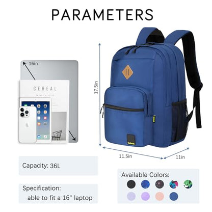 Goloni Lightweight Laptop Backpack 1.1Lbs, 26L Wear-Resistant Water Resistant Backpack with Laptop Compartment for Men Women - color: Blue