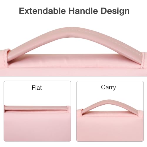 MOSISO 13-14 inch Laptop Case, 13.3 inch Puffy Laptop Sleeve Compatible with MacBook Air 13.6 M5 M4 M3 M2 M1/Neo/Pro 13/14,HP Dell ASUS Lenovo, Rectangle Vertical Bag with Small Case&Side Handle, Pink - color: Pink