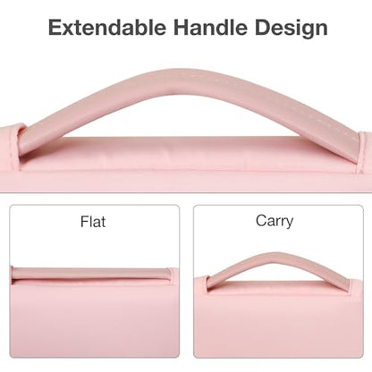 MOSISO 13-14 inch Laptop Case, 13.3 inch Puffy Laptop Sleeve Compatible with MacBook Air 13.6 M5 M4 M3 M2 M1/Neo/Pro 13/14,HP Dell ASUS Lenovo, Rectangle Vertical Bag with Small Case&Side Handle, Pink - color: Pink