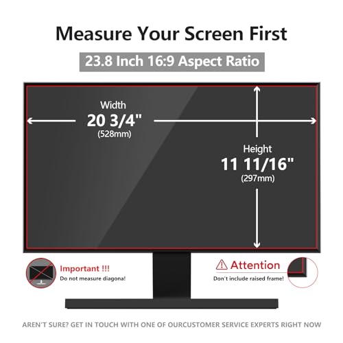 23.8 Inch Computer Privacy Screen Shield for 16:9 Widescreen Desktop | Anti-Glare Blue Light Privacy Filter; Anti Spy Screen Protector Film