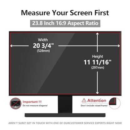23.8 Inch Computer Privacy Screen Shield for 16:9 Widescreen Desktop | Anti-Glare Blue Light Privacy Filter; Anti Spy Screen Protector Film