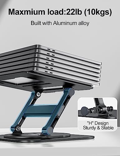 MCHOSE Laptop Stand, H-Design Stable Computer Stand, Ergonomic Laptop Riser with 360° Rotating Base, Notebook Compatible with All 10-17” Laptops, Black - color: Black-new