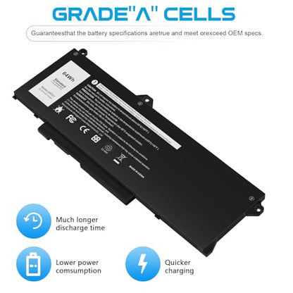 Futurebatt 64Wh GRT01 Battery Replacement for Dell Latitude 14 5421 5431 15 5521 5531 Precision 3470 3561 3571 Alienware m17 R5 AMD Series R05P0 00P3TJ 0P3TJ VXD57 05RGW 9JRV0 0R05P0 - size: GRT01 11.38 4.53 0.71