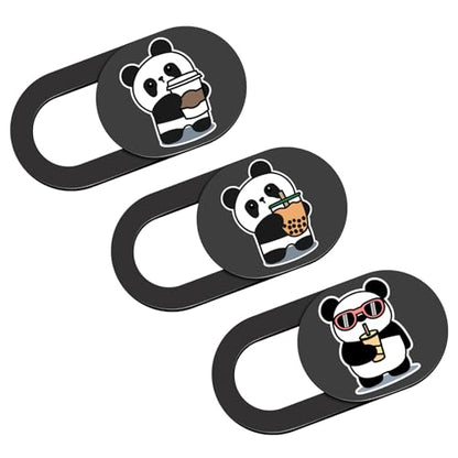 Laptop Camera Cover Slide, Computer Camera Cover, Camera Privacy Cover, Webcam Accessories for Laptop, iPhone, iPad, Computer, MacBook, Smartphones, Protective Covers for Personal Privacy Security - color: Drink Panda-Black