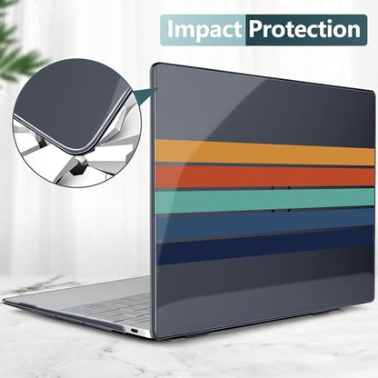Batianda Retro Stripes Case for Dell XPS 13 Laptop 2024 2025 | Fits Model 9340/9345/9350 13.4" Display, Lightweight Slim Hard Shell Protection for Men, Women, and Students - color: Stripe