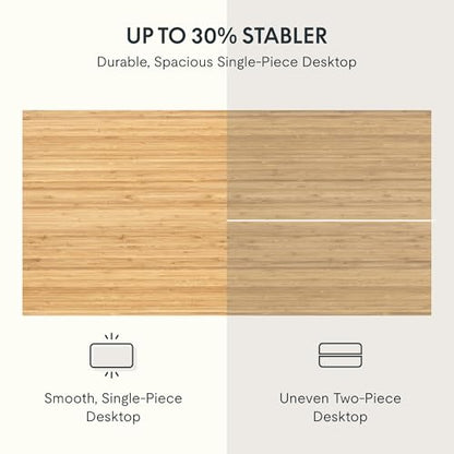 FLEXISPOT EN2 48"x24" Bamboo Electric Standing Desk with Power Strip | Solid Bamboo Desktop, Cable Management, Convenient Clamp Power Strip, And Clean Home Office Setup, Grey Frame - color: Bamboo Top + Grey Frame, size: 48x24"