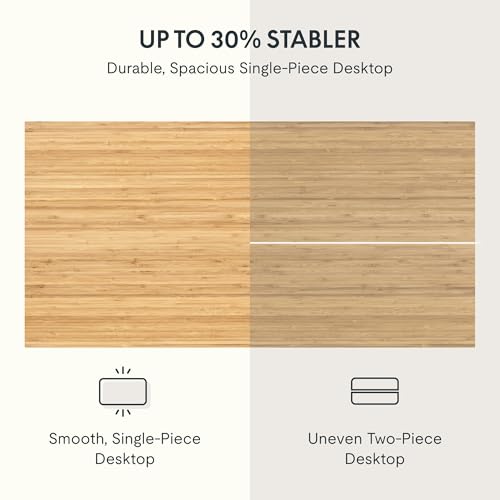 FLEXISPOT EN2 55"x28" Bamboo Electric Standing Desk with Power Strip | Solid Bamboo Desktop, Cable Management, Convenient Clamp Power Strip, And Clean Home Office Setup, Grey Frame - color: Bamboo Top + Grey Frame, size: 55x28"