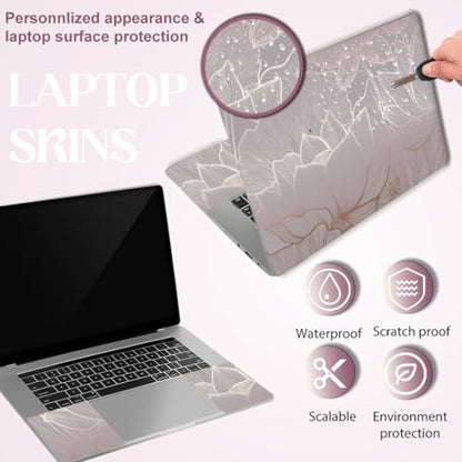 SUPERDANT Laptop Skin Sticker Lines Lotus Laptop Notebook Decals Flowers | Personalized Universal Computer Wrap Vinyl Skin Stickers Cover Art Decal Removable 12-15.6 Inch Scratch-Resistant Gifts