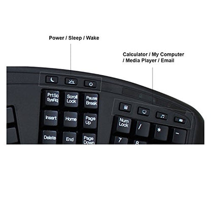 Adesso AKB-450UB - Ergonomic Keyboard with Built-in Touchpad, Wired USB, Multimedia Hotkeys, Split Keys Design, Built-in Palm Rest for Comfort - Compatible for PC