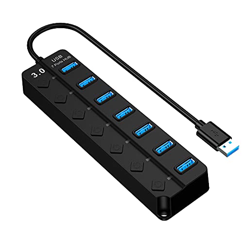 Tianle USB Hub, 7-Port USB 3.0 Ultra Slim Data Hub with Individual LED Power Switches Compatible with MacBook Air, iMac, Surface Pro, Laptop, USB Flash Drives, Mobile HDD - size: 7Port Switches
