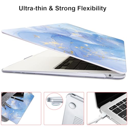 Compatible with MacBook Air 13 inch Case 2021 2020 2019 2018 M1 A2337 A2179 A1932 with Retina Display & Touch ID, Pattern Plastic Hard Shell Case Keyboard Cover Screen Flim, Blue Marble - color: Blue Marble