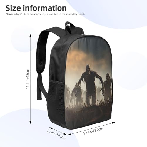 Backpack Many Zombie Travel Casual Laptop Backpack 17 inch Waterproof Hiking Daypack for Men Women, Black, One Size