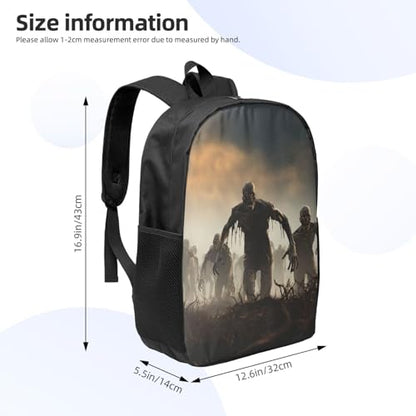 Backpack Many Zombie Travel Casual Laptop Backpack 17 inch Waterproof Hiking Daypack for Men Women, Black, One Size