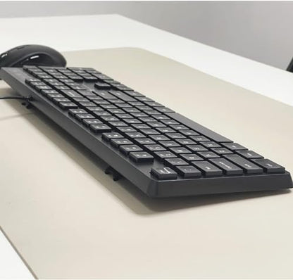 X9 Performance Wired Keyboard - Ultra Slim Full Size Ergonomic Computer Keyboard - Basic USB Keyboard for PC Desktop, Laptop with 5ft Corded Wire, 104 Quiet Keys, 14 Shortcuts, and Kickstand