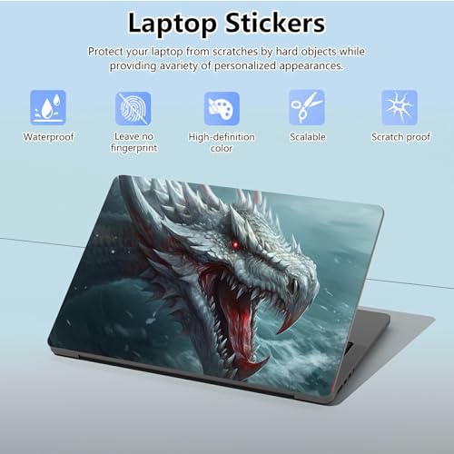 Universal Laptop Skin Sticker with 2 Wrist Pad Skins, Waterproof Scratch Resistant Vinyl Laptop Cover Decal, Cut to Fit for 11–15.6 Inch MacBook HP Dell Lenovo, Ferry Dragon - color: Ferry Dragon