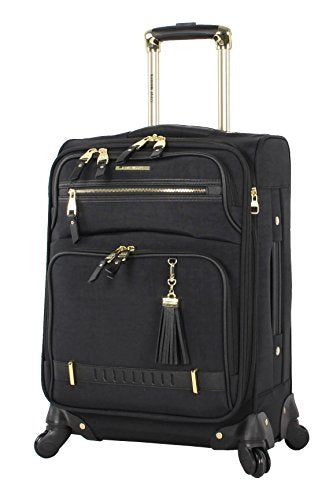 Steve Madden Designer-Gepckkollektion Leichter Softside-Koffer fr Damen und Herren strapazierfhige 50,8 cm groe Tragetasche mit 4 rollenden Spinner-Rdern, Peek-a-boo Black, 20in, Carry on Bag With - color: Peek-a-boo Black, size: 20 inches