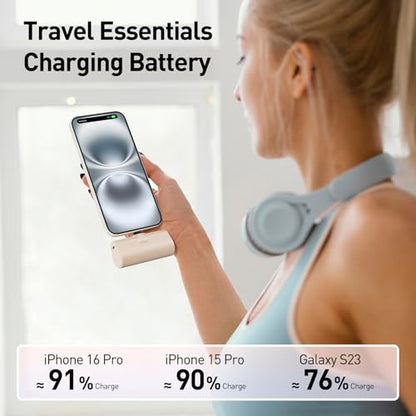 iWALK Portable Charger for iPhone 17/16/15 USB-C Small Power Bank 20W 4,500mAh Fast Charging Battery Pack Compatible with iPhone 15/16/17 Plus/17 Pro/17 Pro Max, Samsung Galaxy S25/S24/S23 Android - color: LightBrown