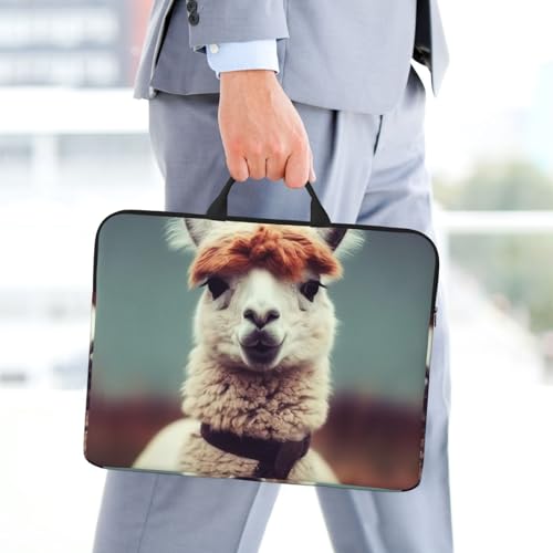 14 Inch Laptop Sleeve Case Waterproof Lightweight Laptop Case BagsCute Alpaca Travel Laptop Bag With Handle For Women Men