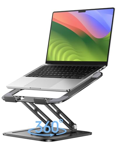 LOXP Adjustable Laptop Stand, Computer Stand with 360 Rotating Base | Ergonomic Laptop Riser Mount for Desk Foldable Protable Computer Desk Fits with MacBook Pro Air - color: Classic Black