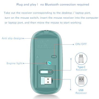 Wireless Mouse for MacBook Pro MacBook Air MacBook Laptop Mac iMac Desktop Computer Chromebook Win7/8/10/11 PC HP Dell Laptop (Blue) - color: BLue
