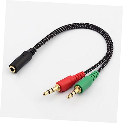 HOMSFOU 3pcs Female to Male Headset Splitter Cable Adapter for Audio Dual Ports for Headphones and Microphone Compatible Laptops and Mobile Devices Stereo Audio Cable