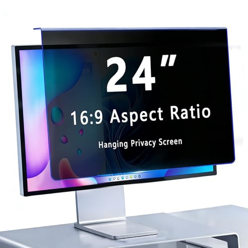 Hanging Privacy Screen Filter for 24" 16:9 Widescreen Computer Monitor, Anti-Peep & Blue Light Blocking, ±30° Privacy Shield, Eye Protection for Office & Data Security (24" 16:09 (547×320mm)) - size: 24"16:09 (547×320mm)