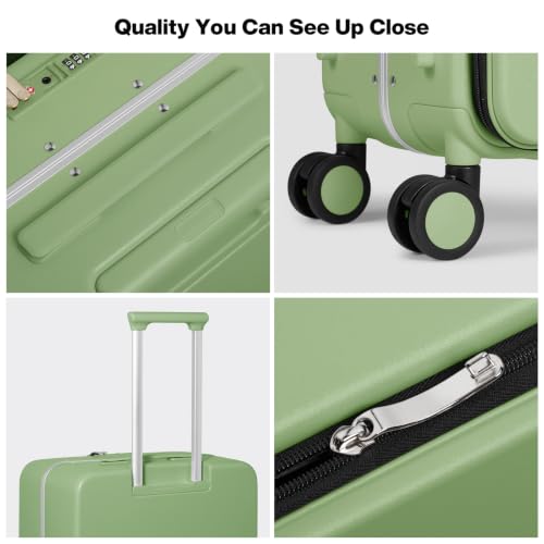 mixi 20 Inch Carry On Luggage 22x14x9 Airline Approved PC Hard Shell Suitcase Top Opening Aluminum Frame Travel Suitcases with Wheels, Avocado Green - color: Avocado Green, size: 20 Inch
