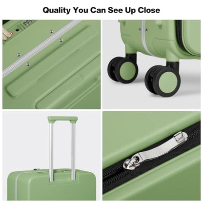 mixi 26 Inch Large Checked Luggage PC Hard Shell Suitcase Top Opening Aluminum Frame Travel Suitcases with Wheels, Avocado Green - color: Avocado Green, size: 26 inch