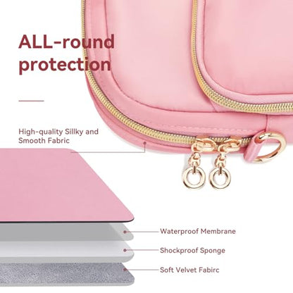 14 Inch Laptop Bag Case for Women Men Compatible with HP Chromebook OmniBook Envy/14 MacBook Pro M5/Dell Pro Inspiron XPS/Lenovo Yoga, Messenger Carrying Briefcase Computer Bag Case, Pink - color: Pink, size: 14 inch