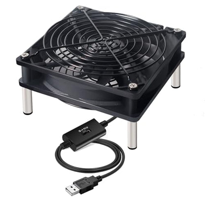 USB Computer Cooling Fan 5V USB Power with Speed Controller USB Router Fan for Router TV Box Mini PC Cabinet 120mm - size: 120mm