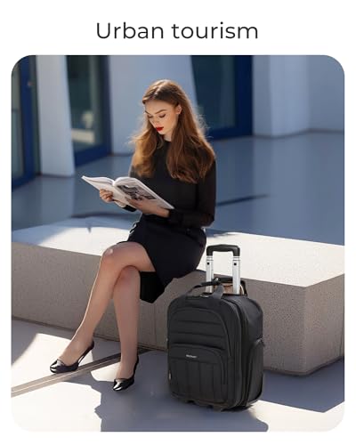 BAGSMART Small Underseat Carry on Luggage with Wheels, 16 inch Small Under Seat Luggage, Lightweight Travel Suitcase for Women, Classic - color: Deep Black