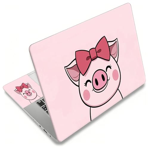 Laptop Skin Sticker Decal, Universal Reusable Vinyl Laptop Cover for 12" 13" 13.3" 14" 15" 15.4" 15.6" Notebook PC, Waterproof Scratch-Resistant with 2 Wrist Pads, Easy to Apply & Remove,Cute Pink Pig - color: Cute Pink Pig
