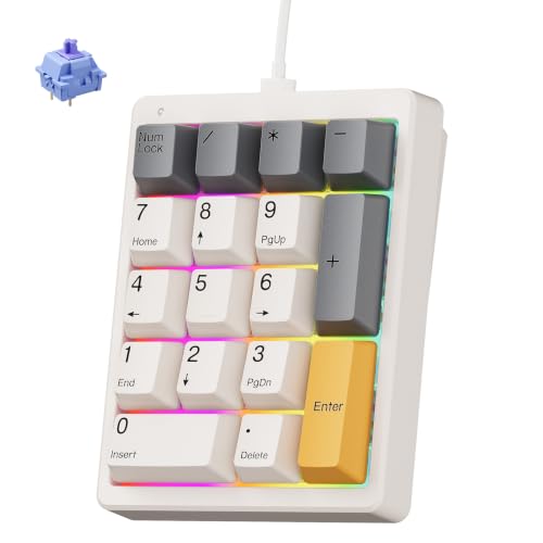 Kisnt MF17 Wired QMK/VIA Mechanical Numpad for Excel Financial Data Entry | QMK/VIA Programmable, Wired 17 Keys Hot Swappable, Custom RGB with PBT Keycaps for Laptops PC Compact Keyboards (Retro Beige) - color: Retro Beige