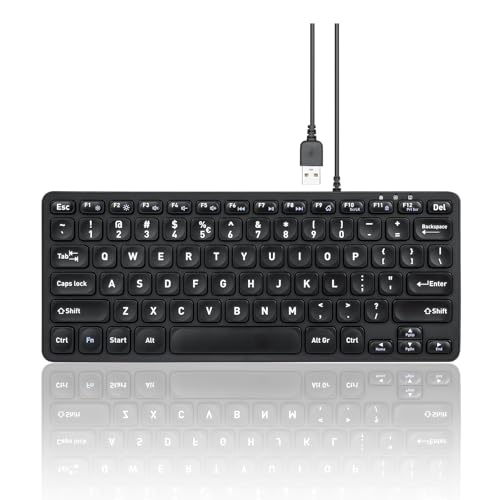 Perixx PERIBOARD-432 Wired Mini USB Keyboard - X Type Scissor Keys - Big Print Keys - US English, Black - style: Wired USB